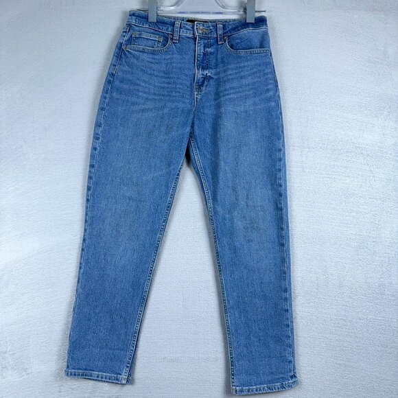 Free Assembly Youth Girls Relaxed Taper Denim Jeans Ankle High Waist Blue Size 1 - Picture 1 of 11